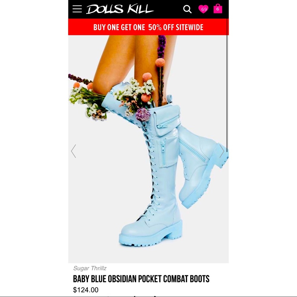 Baby Blue Obsidian Pocket Combat Boots